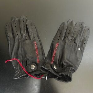 Porsche Rare Classic Black Leather Driving Gloves. Size S in men.  NWOT